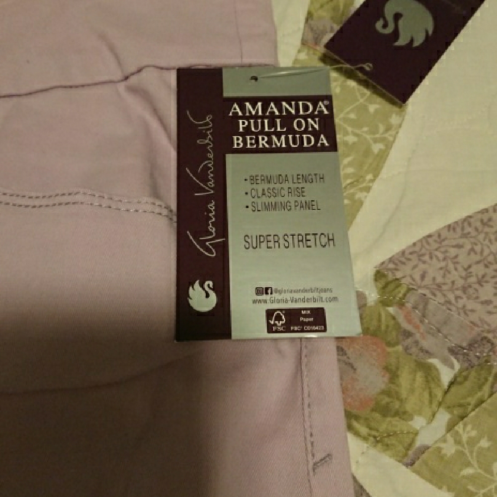 Gloria Vanderbilt Purple Bermuda Shorts Tailored  98% Cotton 2% Spandex - Picture 2 of 11